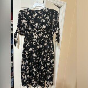 Black floral Midi dress